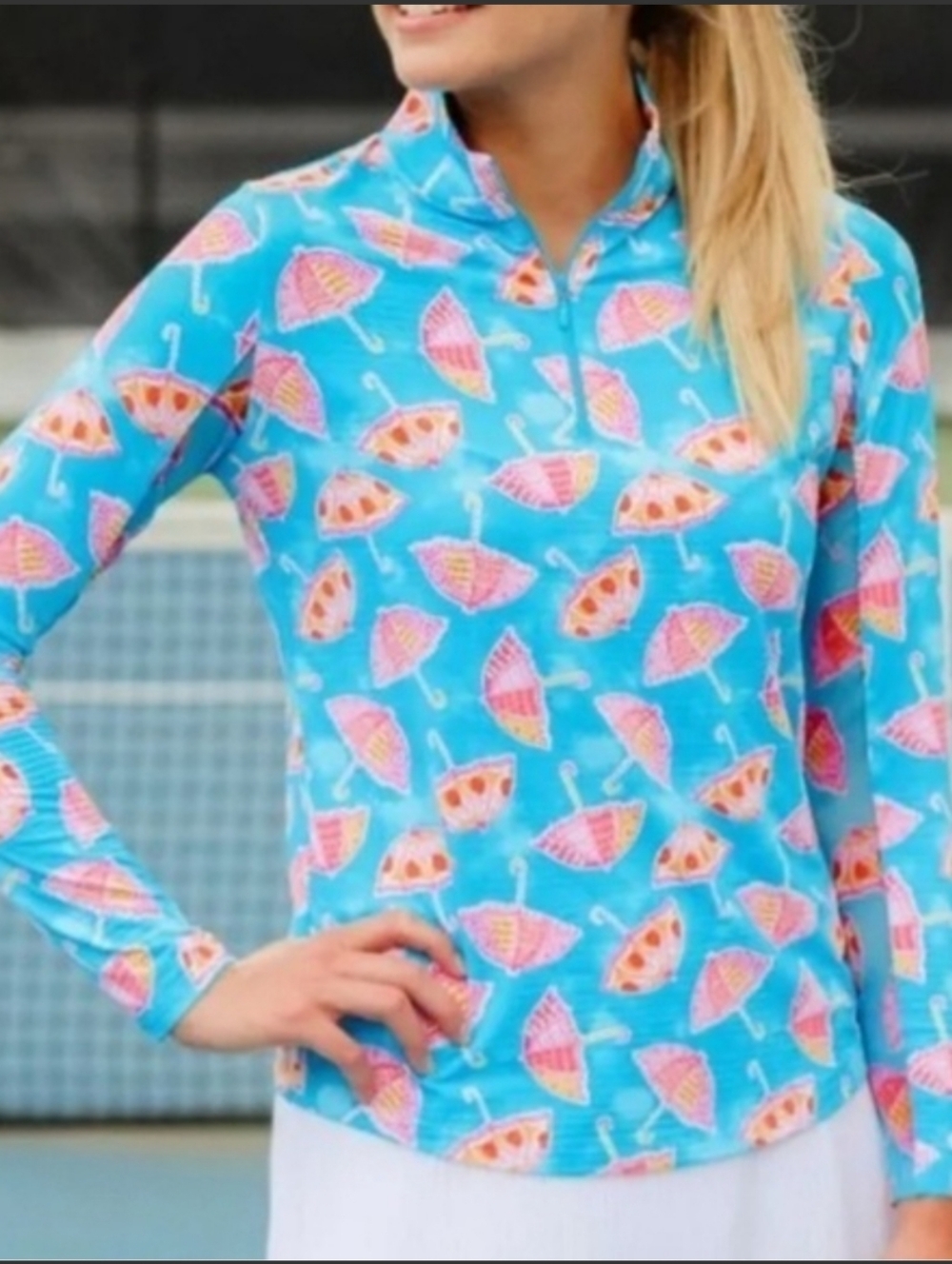 IBKUL Evie Blue Pink Umbrella Parasol UPF 50 Sun Shirt